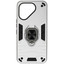Накладка  BoraSCO Anti-Shock Case для Tecno POVA 7 Ultra 5G серебристый [металл, ПК, ТПУ, кольцо, подставка, противоударный]