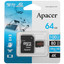 Карта памяти Apacer microSDXC 64 ГБ [AP64GMCSX10U8-R] [A2, UHS Class 3, Video Class 30, запись - 80 Мбайт/сек, чтение - 100 Мбайт/сек]