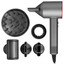 Фен Super hair dryer HD-08 серый/красный [компактный, 1600 Вт, подача холодного воздуха, генератор ионов, шнур - 2.8 м]