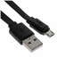 Кабель FinePower micro USB-B - USB Type-A черный 1 м [форма - плоская, оплетка - ПВХ, 2 А, 10 Вт, 1 шт]