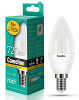 Лампа светодиодная Camelion LED C35-8w-830-E14