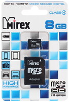 Карта памяти Mirex [microSDHC, Class 4, 8 Gb, 12 Mb/s, адаптер]