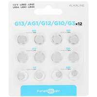 Набор батареек FinePower LR41 (AG3/G3/LR736/392A/192), LR43 (AG12/G12/LR1142/386A/186), LR44 (AG13/G13/LR1154/357A/A76), LR54 (AG10/G10/LR1130/389A/189)