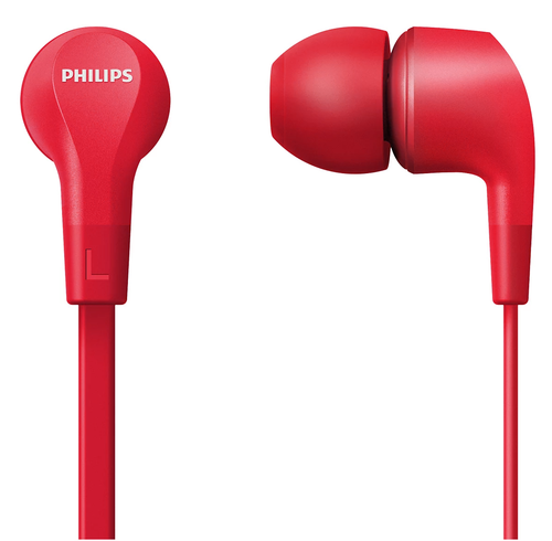Купить Наушники Philips TAE1105RD [вставные (затычки), закрытые, 20-20000 Гц, микрофон., каб. 1.2м, разъем 3.5мм, красные] в интернет-магазине DNS. Характеристики, цена  | 5010079.