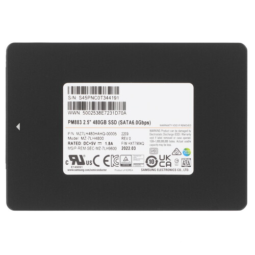 Купить 480 ГБ Серверный SSD Samsung PM883 [MZ7LH480HAHQ-00005] в интернет-магазине DNS. Характеристики, цена Samsung PM883 | 5073045.