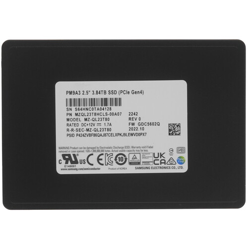 Купить 3840 ГБ Серверный SSD Samsung PM9A3 [MZQL23T8HCLS-00A07] в интернет-магазине DNS. Характеристики, цена Samsung PM9A3 | 5079777.