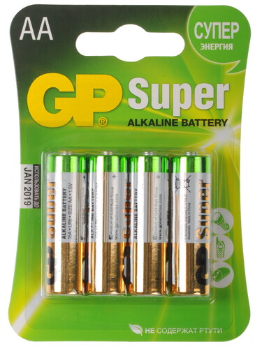 Купить Батарейка GP Super AA (LR6/ER14505/FR6/R6P) в интернет-магазине DNS. Характеристики, цена GP Super | 0144794.