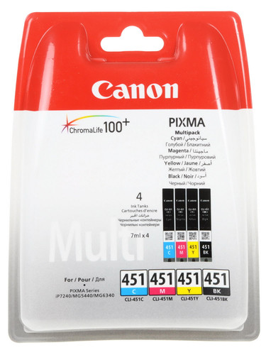 Купить Набор картриджей Canon CLI-451 голубой, желтый, пурпурный, черный в интернет-магазине DNS. Характеристики, цена Canon CLI-451 | 0199969.