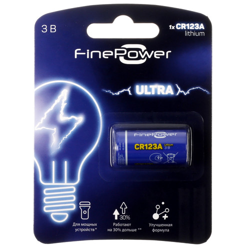 Купить Батарейка FinePower Ultra CR123 (CR123A/DL123A/R123) в интернет-магазине DNS. Характеристики, цена FinePower Ultra | 5085121.