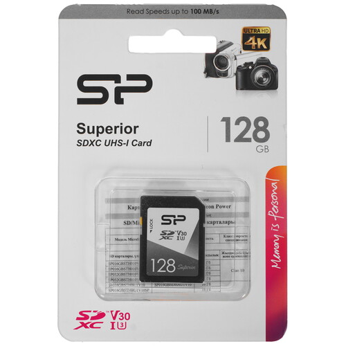 Купить Карта памяти Silicon Power Superior SDXC 128 ГБ [SP128GBSDXCV3V10] в интернет-магазине DNS. Характеристики, цена  | 5057197.