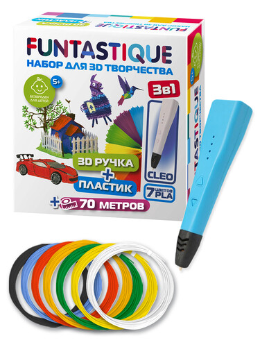 Купить Набор для творчества с 3D-ручкой Funtastique CLEO+PLA  синий в интернет-магазине DNS. Характеристики, цена Funtastique CLEO+PLA | 5339780.