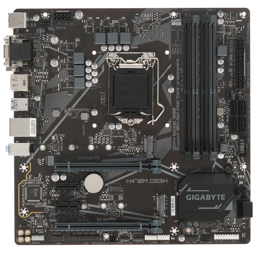 Купить Плата GIGABYTE LGA1200 H470 H470M DS3H 4xDDR4 2xPCI-Ex16 HDMI/DP/Dsub/DVI SATA3 2xM2 USB3.2 Type-C mATX в интернет-магазине DNS. Характеристики, цена  | 1655157.