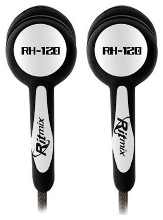 Купить Наушники RITMIX RH-120 [вклад,откр, 20-20000 Гц, каб 1.2м, штекер 3.5мм, черные/белые] в интернет-магазине DNS. Характеристики, цена  | 0121186.
