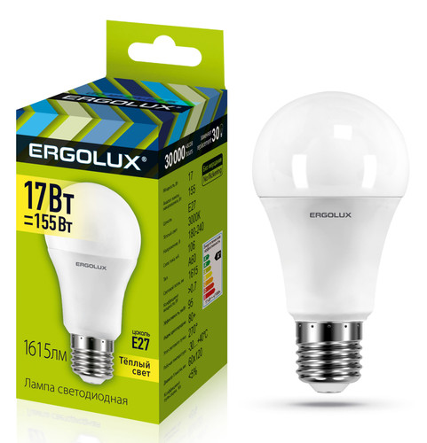 Купить Лампа светодиодная Ergolux LED-A60-17W-E27-3K в интернет-магазине DNS. Характеристики, цена Ergolux LED-A60-17W-E27-3K | 5320912.