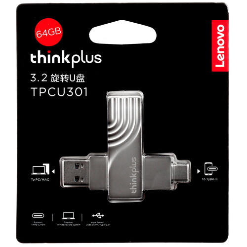 Купить Память OTG USB Flash 64 ГБ Lenovo ThinkPlus Spin Drive [36005626] в интернет-магазине DNS. Характеристики, цена Lenovo ThinkPlus Spin Drive | 5416006.