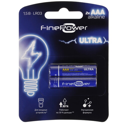 Купить Батарейка FinePower Ultra AAA (LR03/FR03) в интернет-магазине DNS. Характеристики, цена FinePower Ultra | 4884493.