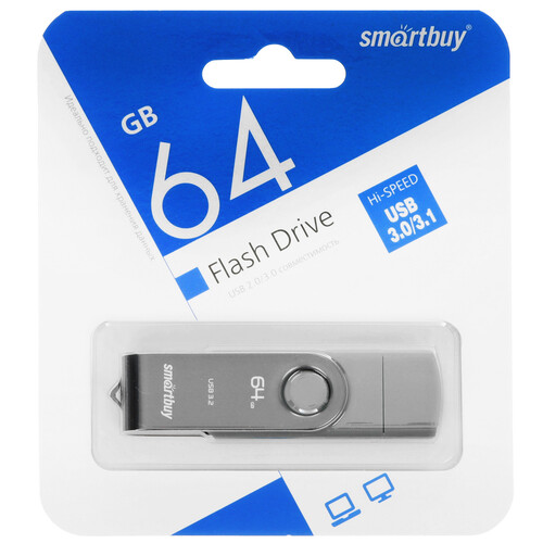 Купить Память OTG USB Flash 64 ГБ SmartBuy Twist Dual [SB064GB3DUOTWK] в интернет-магазине DNS. Характеристики, цена SmartBuy Twist Dual | 5440170.