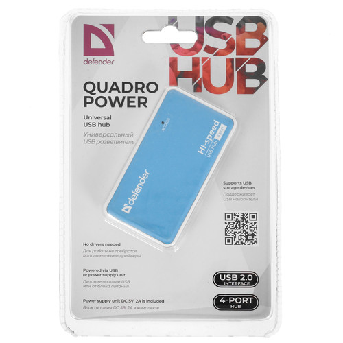 Купить USB-разветвитель Defender Quadro Power в интернет-магазине DNS. Характеристики, цена Defender Quadro Power | 5034189.