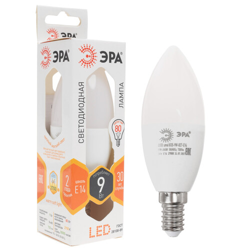 Купить Лампа светодиодная ЭРА LED smd B35-9w-827-E14 в интернет-магазине DNS. Характеристики, цена ЭРА LED smd B35-9w-827-E14 | 1184458.
