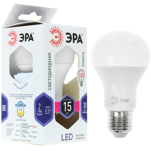 Купить Лампа светодиодная ЭРА LED E27/A60/15w/860 в интернет-магазине DNS. Характеристики, цена ЭРА LED E27/A60/15w/860 | 1235075.