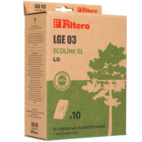 Купить Комплект пылесборник и фильтр Filtero LGE 03 ECOLine XL в интернет-магазине DNS. Характеристики, цена Filtero LGE 03 ECOLine XL | 1362639.