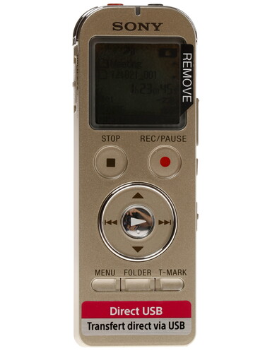 Купить Цифровой диктофон Sony ICD-UX533 Gold [4Gb, MP3/WMA, время записи до 536ч, microSD, Порт USB напрямую] в интернет-магазине DNS. Характеристики, цена  | 6729942.