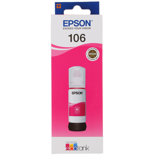 Купить Чернила водорастворимые Epson 106 (C13T00R340) пурпурный в интернет-магазине DNS. Характеристики, цена Epson 106 (C13T00R340) | 1297738.