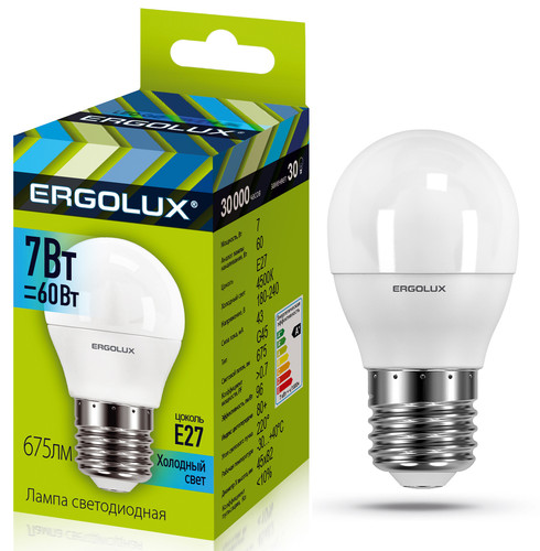 Купить Лампа светодиодная Ergolux LED-G45-7W-E27-4K в интернет-магазине DNS. Характеристики, цена Ergolux LED-G45-7W-E27-4K | 5324792.