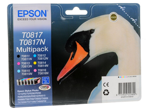 Купить Набор картриджей Epson T0817 голубой, желтый, пурпурный, светло-голубой в интернет-магазине DNS. Характеристики, цена Epson T0817 | 0501146.