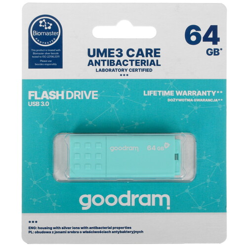 Купить Память USB Flash 64 ГБ Goodram UME3 Care [UME3-0640CRR11] в интернет-магазине DNS. Характеристики, цена Goodram UME3 Care | 4872419.