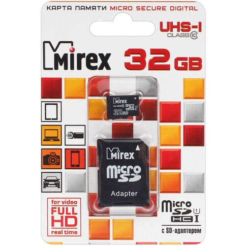 Купить Карта памяти Mirex microSDHC 32 ГБ [13613-ADSUHS32] в интернет-магазине DNS. Характеристики, цена  | 1133521.