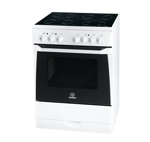 Купить Плита Электрическая INDESIT KN6C517(W) [стеклокерамика, конфорок: 4 эл., духовка: 56 л, 60x60x85] черный; белый в интернет-магазине DNS. Характеристики, цена  | 0159477.