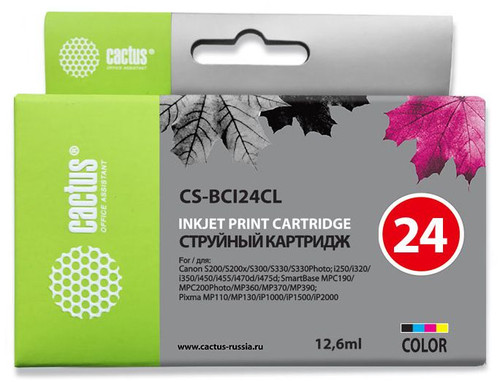 Купить Картридж Cactus CS-BCI24CL голубой, желтый, пурпурный в интернет-магазине DNS. Характеристики, цена Cactus CS-BCI24CL | 0138355.