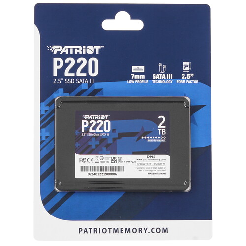 Купить 2000 ГБ 2.5" SATA накопитель Patriot Memory P220 [P220S2TB25] в интернет-магазине DNS. Характеристики, цена Patriot Memory P220 | 5446681.