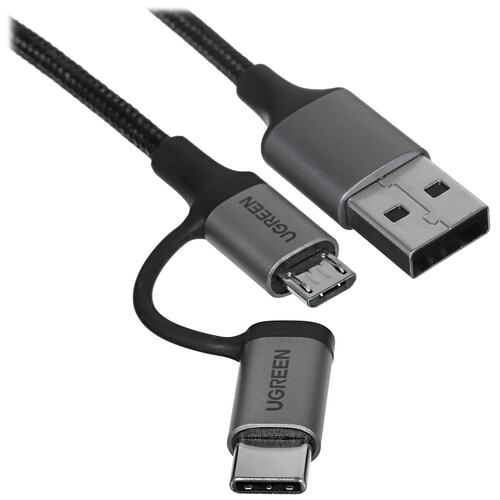 Купить Кабель Ugreen micro USB-B, USB Type-C - USB Type-A черный 1 м в интернет-магазине DNS. Характеристики, цена Ugreen US177 | 5025836.