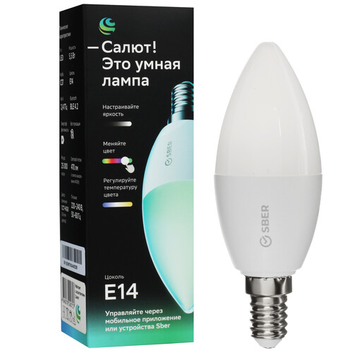 Купить Умная светодиодная лампа SBER C37 RGB в интернет-магазине DNS. Характеристики, цена SBER C37 RGB | 5410235.