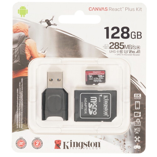 Kingston карта памяти microsdxc canvas react plus 128 гб mlpmr2 128gb