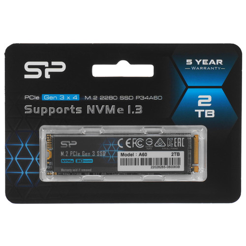Купить 2000 ГБ M.2 NVMe накопитель Silicon Power P34A60 [SP002TBP34A60M28] в интернет-магазине DNS. Характеристики, цена Silicon Power P34A60 | 4730278.
