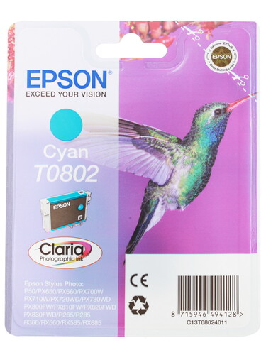 Купить Картридж Epson T0802 голубой в интернет-магазине DNS. Характеристики, цена Epson T0802 | 0123978.