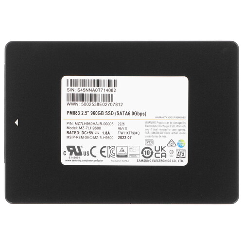 Купить 960 ГБ Серверный SSD Samsung PM883 [MZ7LH960HAJR-00005] в интернет-магазине DNS. Характеристики, цена Samsung PM883 | 5073123.