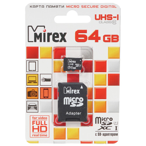 Купить Карта памяти Mirex microSDXC 64 ГБ [13613-AD10SD64] в интернет-магазине DNS. Характеристики, цена  | 1325324.