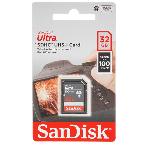 Купить Карта памяти SanDisk Ultra SDHC 32 ГБ [SDSDUNR-032G-GN3IN] в интернет-магазине DNS. Характеристики, цена  | 4727290.