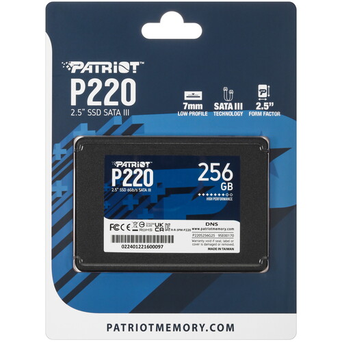 Купить 256 ГБ 2.5" SATA накопитель Patriot Memory P220 [P220S256G25] в интернет-магазине DNS. Характеристики, цена Patriot Memory P220 | 5446669.