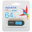 Память USB Flash 64 ГБ ADATA UV128 [AUV128-64G-RBE] [USB 3.2 Gen 1/USB Type-A, до 35 Мбайт/сек, выдвижной (слайдер), пластик]