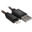 Кабель DEXP Lightning 8-pin - USB Type-A черный [USB 2.0, форма - круглая, оплетка - стальная, 2 А, 10 Вт, металлический корпус разъемов, 1 шт]