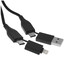 Кабель GAL Lightning 8-pin, USB Type-C - USB Type-A, USB Type-C черный 1 м [форма - круглая, оплетка - нейлоновая, 3 А, металлический корпус разъемов, 1 шт]