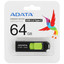 Память OTG USB Flash 64 ГБ ADATA UC300 [ACHO-UC300-64G-RBK/GN] [USB 3.2 Gen 1/USB Type-C, до 100 Мбайт/сек, выдвижной (слайдер), пластик]