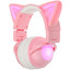 Беспроводные/проводные наушники QUMO Party Cat Mini  розовый 2022 [накладные, проводной, Bluetooth 5.0+EDR, кабель - 1.2 м, до 10 ч, 20 Гц - 20000 Гц, подсветка - разноцветная]