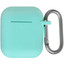 Чехол Aceline  для Aceline LightPods, Apple AirPods, Apple AirPods 2, бирюзовый [металл, силикон, застежка - карабин]