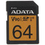 Карта памяти ADATA Premier One SDXC 64 ГБ [ASDX64GUII3CL10-C] [Class 10, UHS Class 3, Video Class 90, запись - 260 Мбайт/сек, чтение - 290 Мбайт/сек]